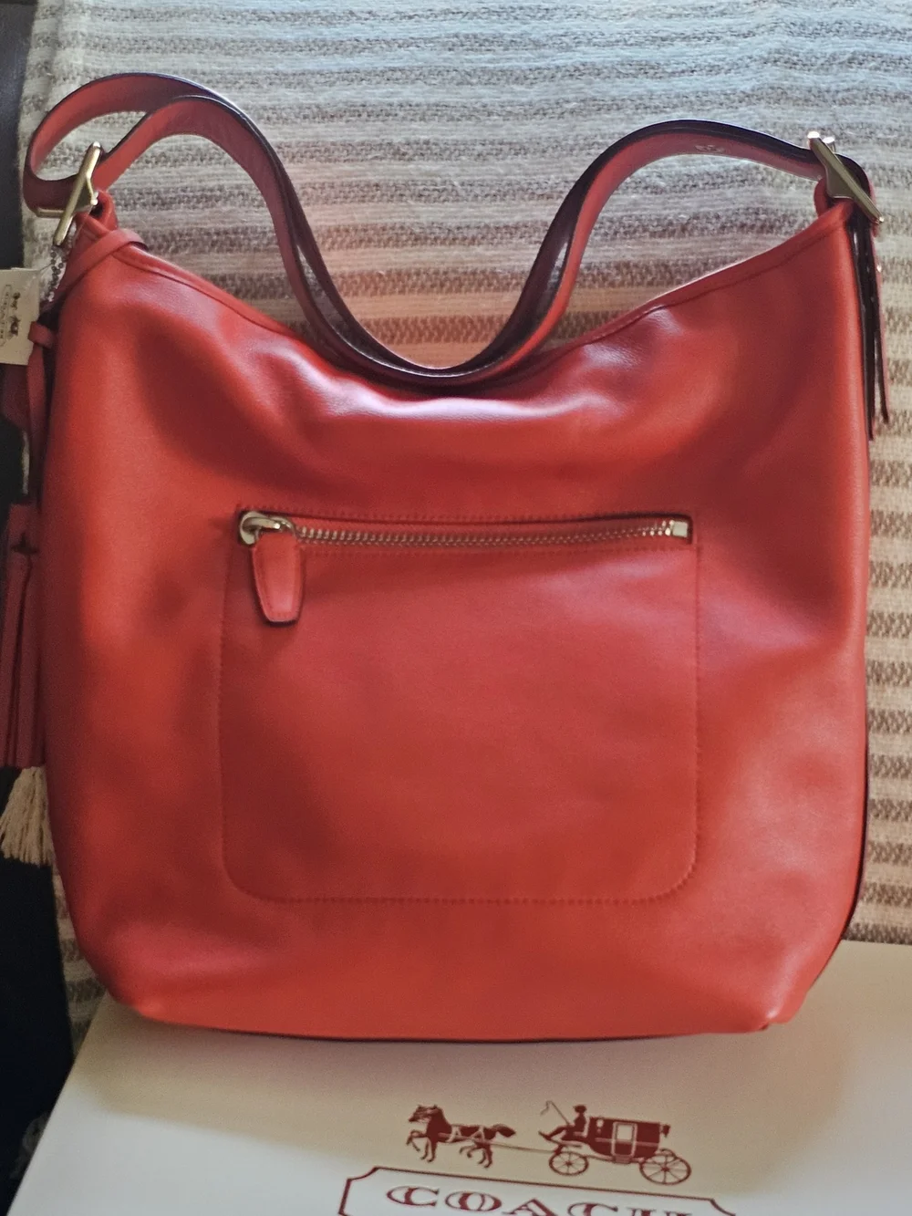 Coach Red Leather Hobo Bag